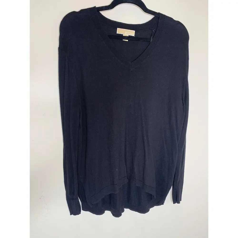 Michael Kors Black V Neck Light Weight Sweater Sz Small